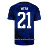 Camiseta de fútbol Estados Unidos Timothy Weah 21 Segunda Equipación Mundial 2022 - Hombre